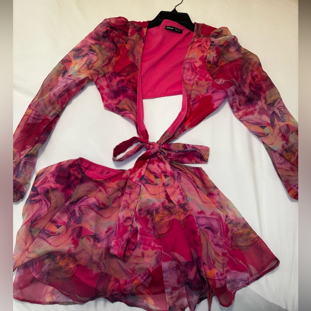 SHEIN pink skort and crop top piece